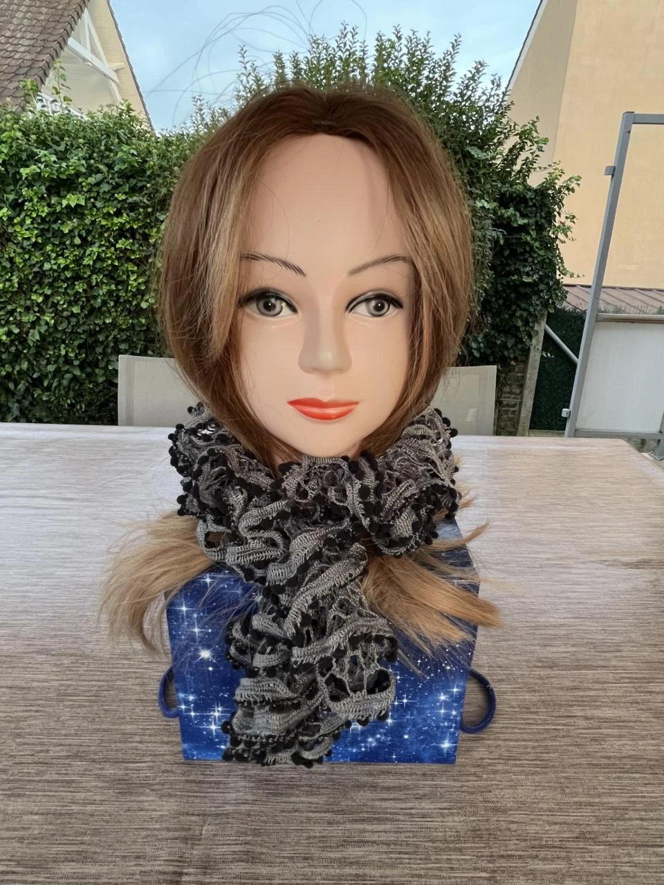 Echarpe Snood scarf Schal bufanda sjaal scairf sciarpa lenço Gris Noir longueur